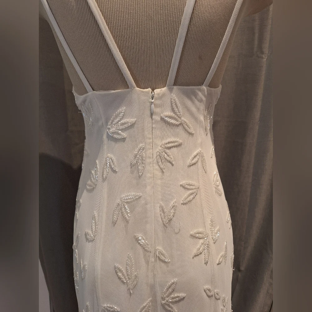K Lily Ivory White Beaded Maxi Evening Dress Size 8 - Picture 8 of 12